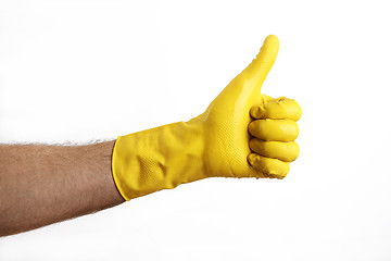 Image showing Yellow cleaning glove