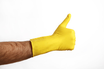 Image showing Yellow cleaning glove