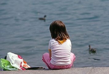Image showing Girl by lake