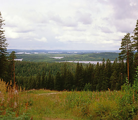 Image showing Landscape with lakes and forest