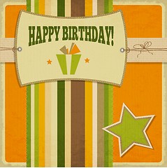 Image showing Vintage retro happy birthday card