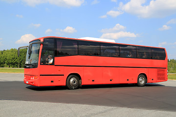 Image showing Moving Red Coach Bus 