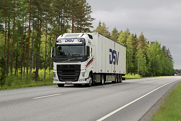 Image showing White Volvo FH Trailer Truck on the Road