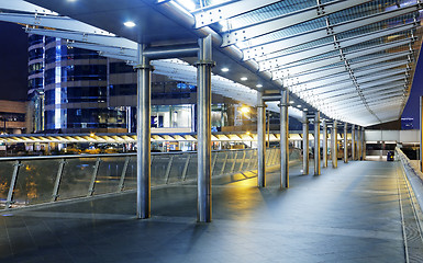 Image showing Pedestrian bridge at night 