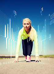 Image showing concentrated woman doing running outdoors