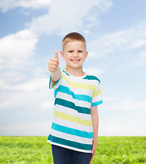 Image showing little boy in casual clothes with arms crossed