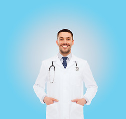 Image showing smiling male doctor with stethoscope