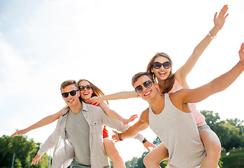 Image showing smiling couple having fun in city