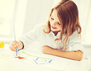 Image showing little girl painting picture