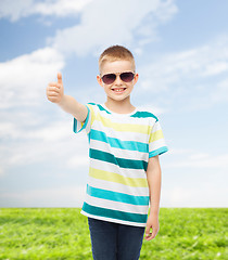 Image showing smiling cute little boy in sunglasses