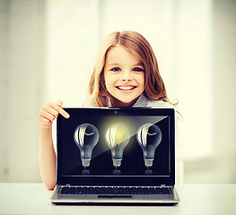 Image showing girl with laptop pc at school