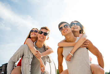 Image showing smiling couple having fun in city