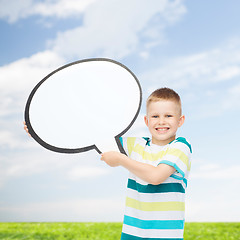 Image showing smiling little boy with blank text bubble