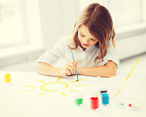 Image showing little girl painting picture