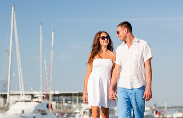 Image showing smiling couple in city