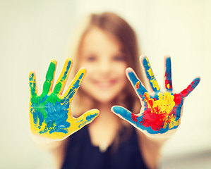 Image showing girl showing painted hands