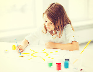 Image showing little girl painting picture