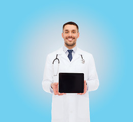 Image showing smiling male doctor with tablet pc