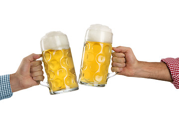 Image showing Cheers at the Oktoberfest in front of a white background