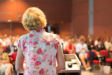 Image showing Female academic professor lecturing.