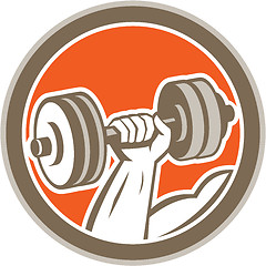 Image showing Hand Lifting Dumbbell Circle Retro