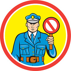 Image showing Traffic Policeman Stop Hand Signal Cartoon