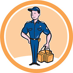 Image showing Paramedic Holding Bag Circle Cartoon