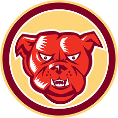 Image showing Angry Bulldog Mongrel Head Circle Retro