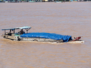 Image showing Cargo vessel on Mekong River