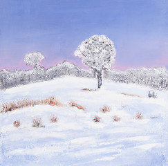 Image showing Oil painting of a winter landscape