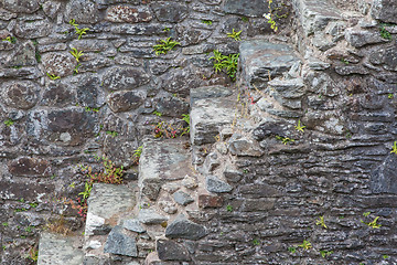 Image showing Stairs at an old castle wall