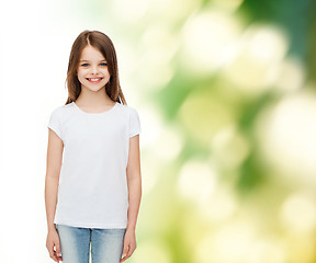 Image showing smiling little girl in white blank t-shirt