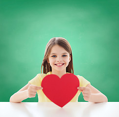 Image showing beautiful little girl sitting at table