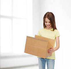 Image showing smiling little girl in white blank t-shirt