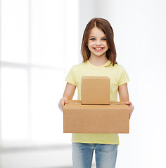 Image showing smiling little girl in white blank t-shirt