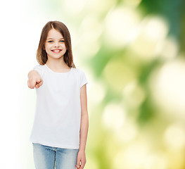 Image showing smiling little girl in white blank t-shirt