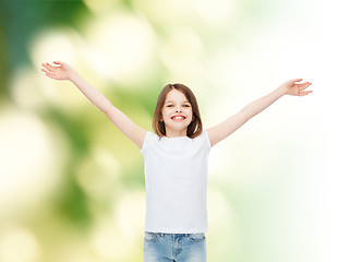 Image showing smiling little girl in white blank t-shirt