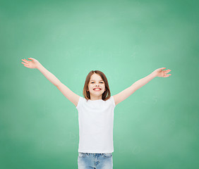 Image showing smiling little girl in white blank t-shirt