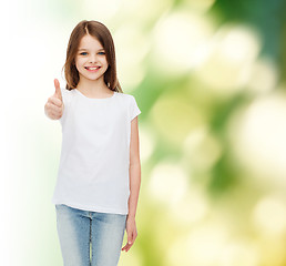 Image showing smiling little girl in white blank t-shirt