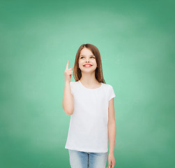 Image showing smiling little girl in white blank t-shirt