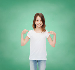 Image showing smiling little girl in white blank t-shirt