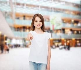 Image showing smiling little girl in white blank t-shirt