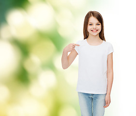 Image showing smiling little girl in white blank t-shirt