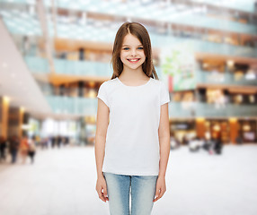 Image showing smiling little girl in white blank t-shirt