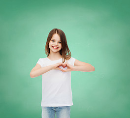 Image showing smiling little girl in white blank t-shirt