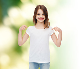 Image showing smiling little girl in white blank t-shirt