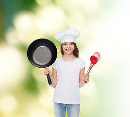 Image showing smiling little girl in white blank t-shirt