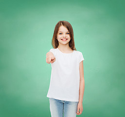 Image showing smiling little girl in white blank t-shirt