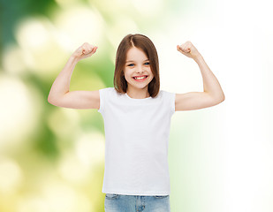 Image showing smiling little girl in white blank t-shirt