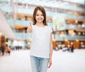 Image showing smiling little girl in white blank t-shirt